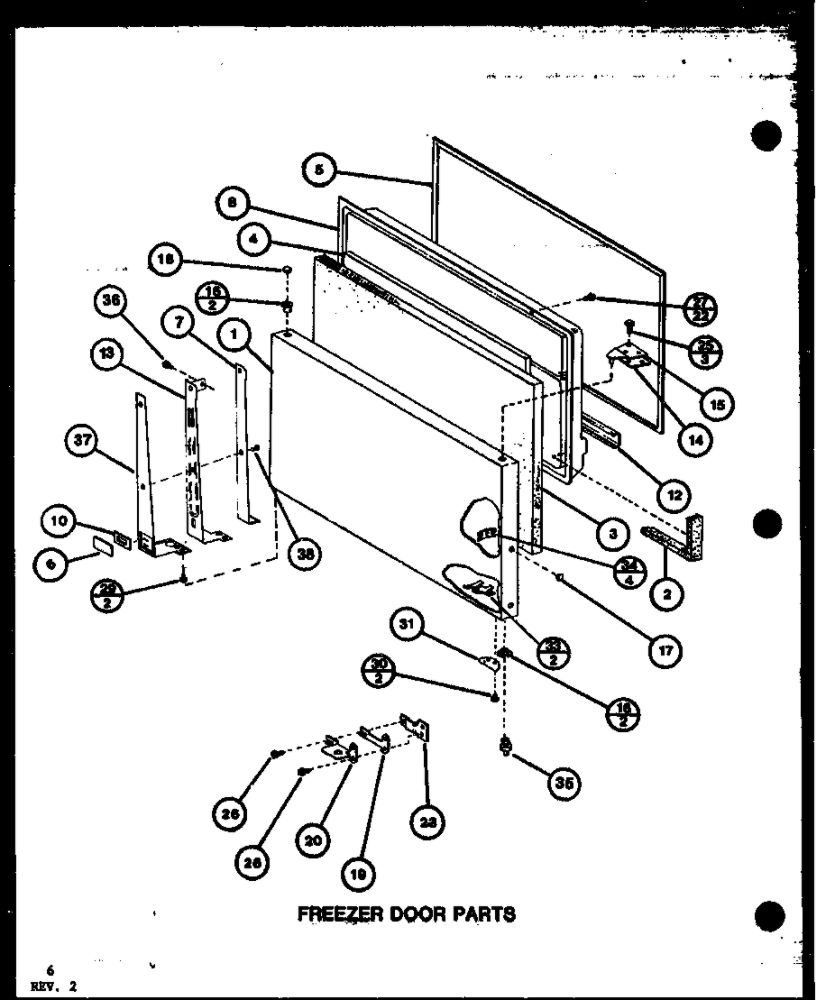 Freezer Door Parts 1 Diagram and Parts List for IC3K-P7621309W-TM  Amana Refrigerator