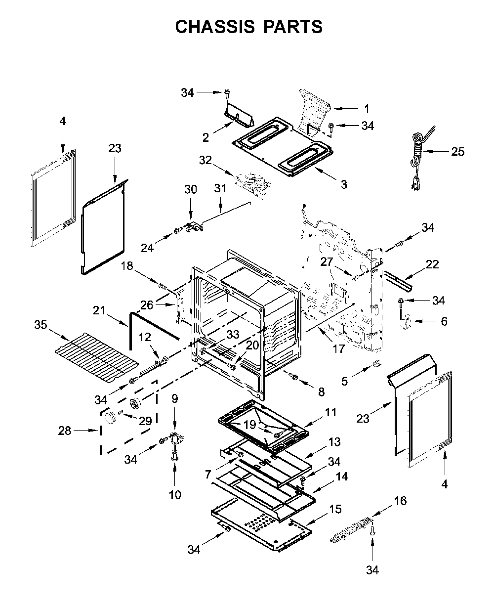 Chassis parts Diagram and Parts List for MGR6600FZ2  Maytag Range