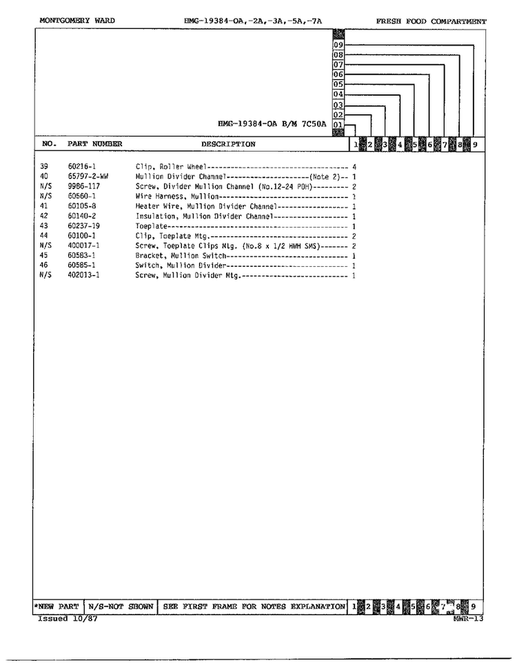 Fresh Food Compartment Page 3 Diagram and Parts List for 19384A  Admiral Refrigerator