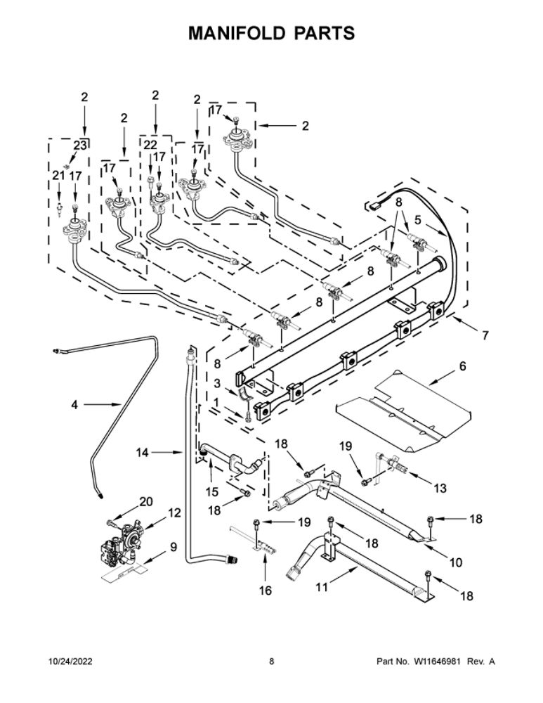 Manifold Parts Diagram and Parts List for MGR8800FZ5  Maytag Range