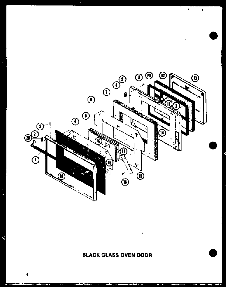 Black Glass Oven Door Diagram and Parts List for AO-27D-P85547-2S  Amana Wall Oven