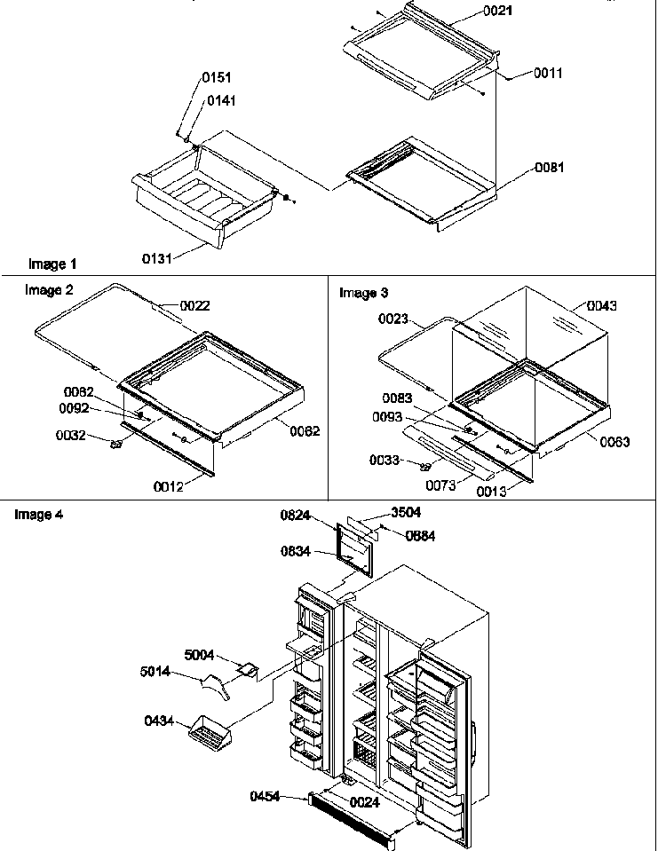 Shelves/deli, Crisper Assemblies & Toe Grille Diagram and Parts List for SXD322L-P1313901WL  Amana Refrigerator
