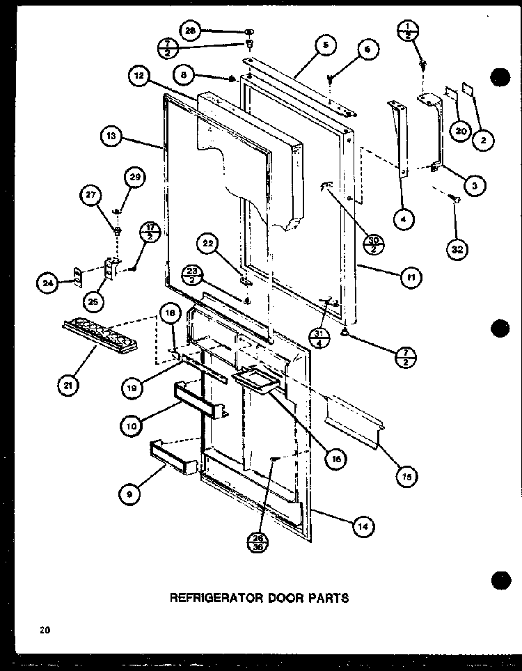 Refrigerator Door Parts Diagram and Parts List for TL18H-P77110-20W  Amana Refrigerator