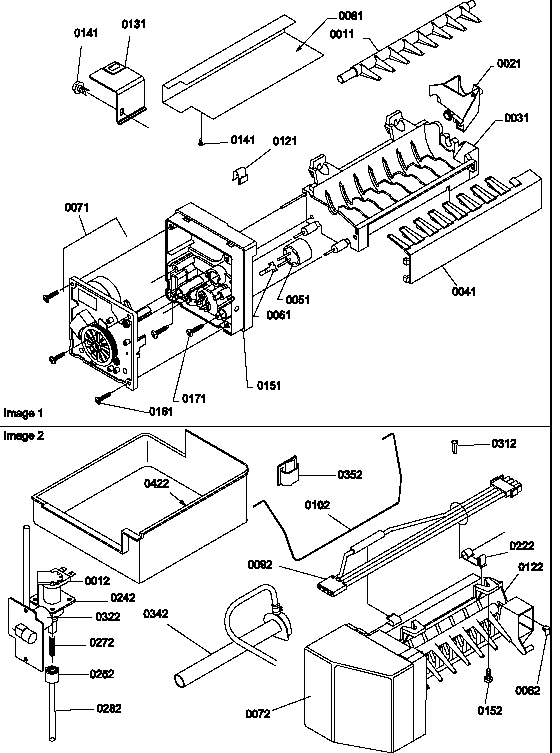 Ice Maker Assembly And Parts Diagram and Parts List for HT600W-P1319401WW  Amana Refrigerator