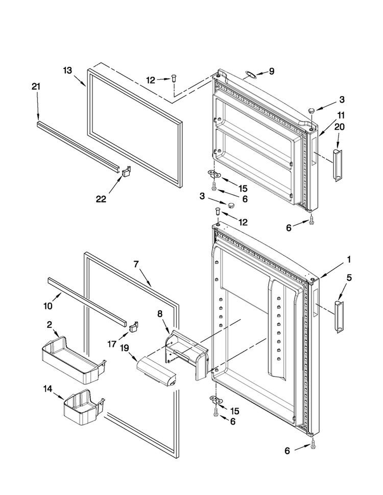 Door Parts Diagram and Parts List for A9RXNGFYW00  Amana Refrigerator