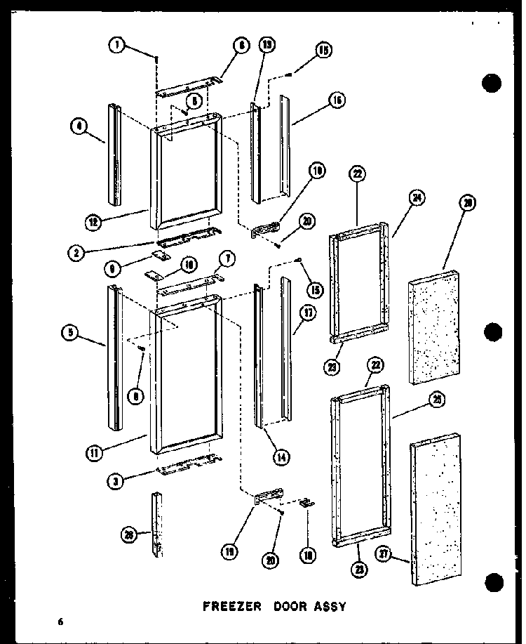Freezer Door Assy Diagram and Parts List for SRI519D-P73900-19W  Amana Refrigerator