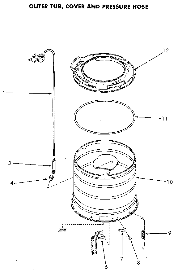 Outer Tub Diagram and Parts List for NA8831L33938  Speed Queen Washer
