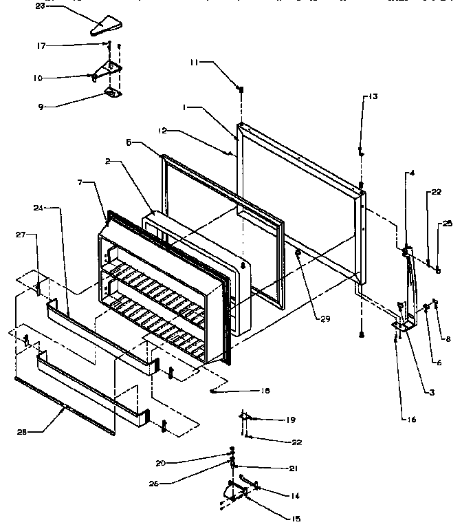Freezer Door Diagram and Parts List for TS18RB-P1158407W  Amana Refrigerator