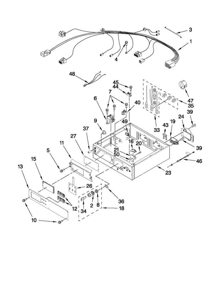 Control Panel And Separator Parts Diagram and Parts List for MLG24PNAGW1  Maytag Dryer