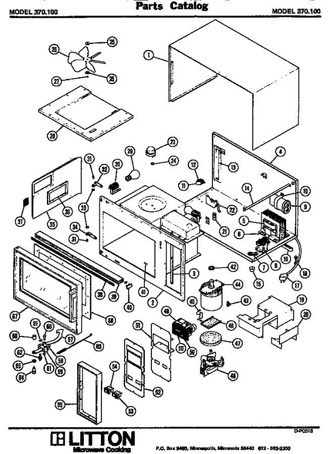 01 - Page 1 Diagram and Parts List for 370100  Litton Microwave