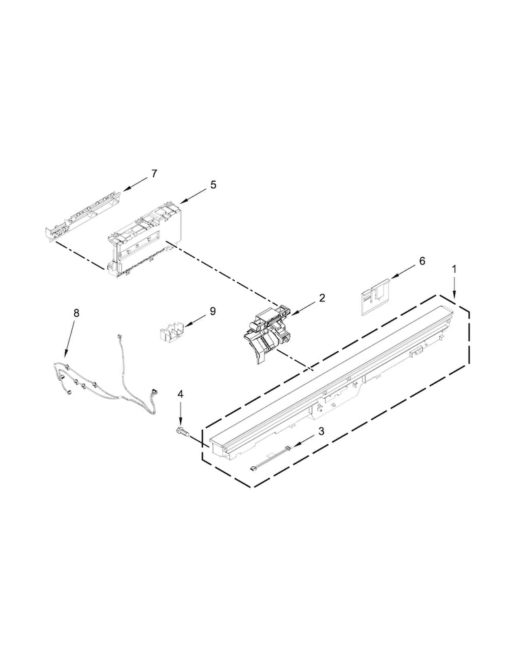 Control Panel And Latch Parts Diagram and Parts List for JDB9200CWY1  Jenn-Air Dishwasher
