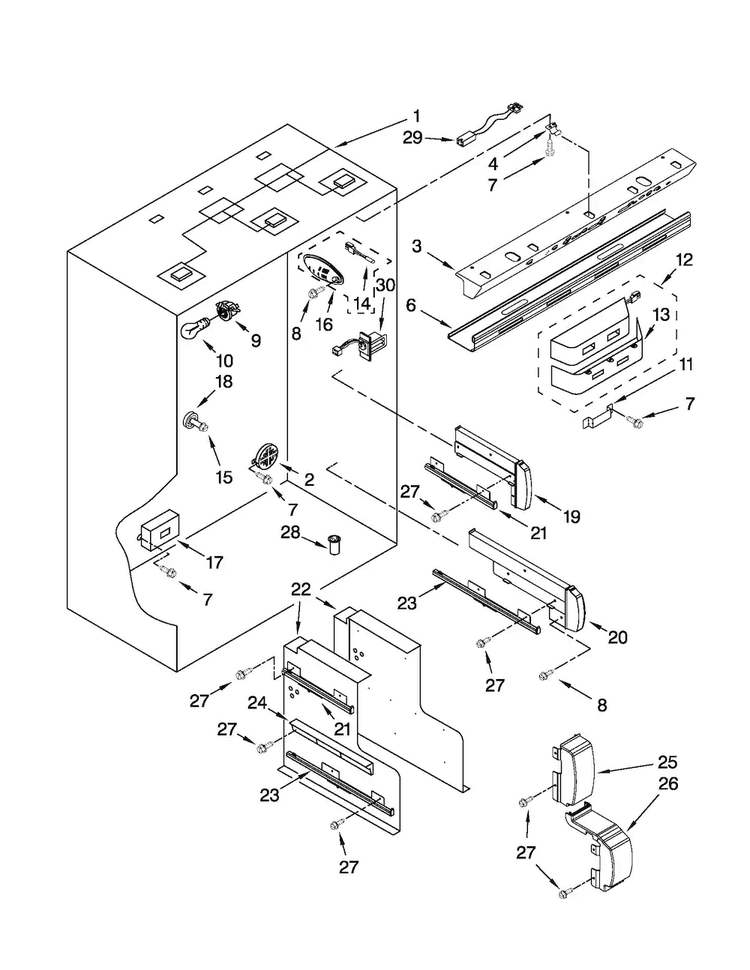 Refrigerator Liner Parts Diagram and Parts List for JF42NXFXDW02  Jenn-Air Refrigerator