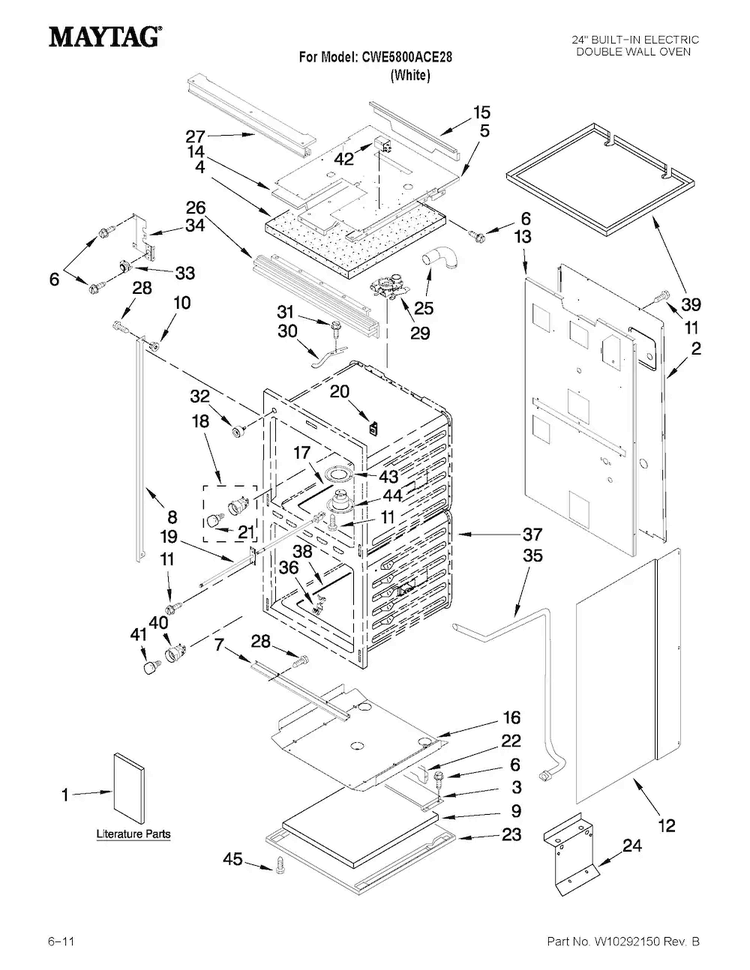 Oven Parts Diagram and Parts List for CWE5800ACE28  Maytag Wall Oven