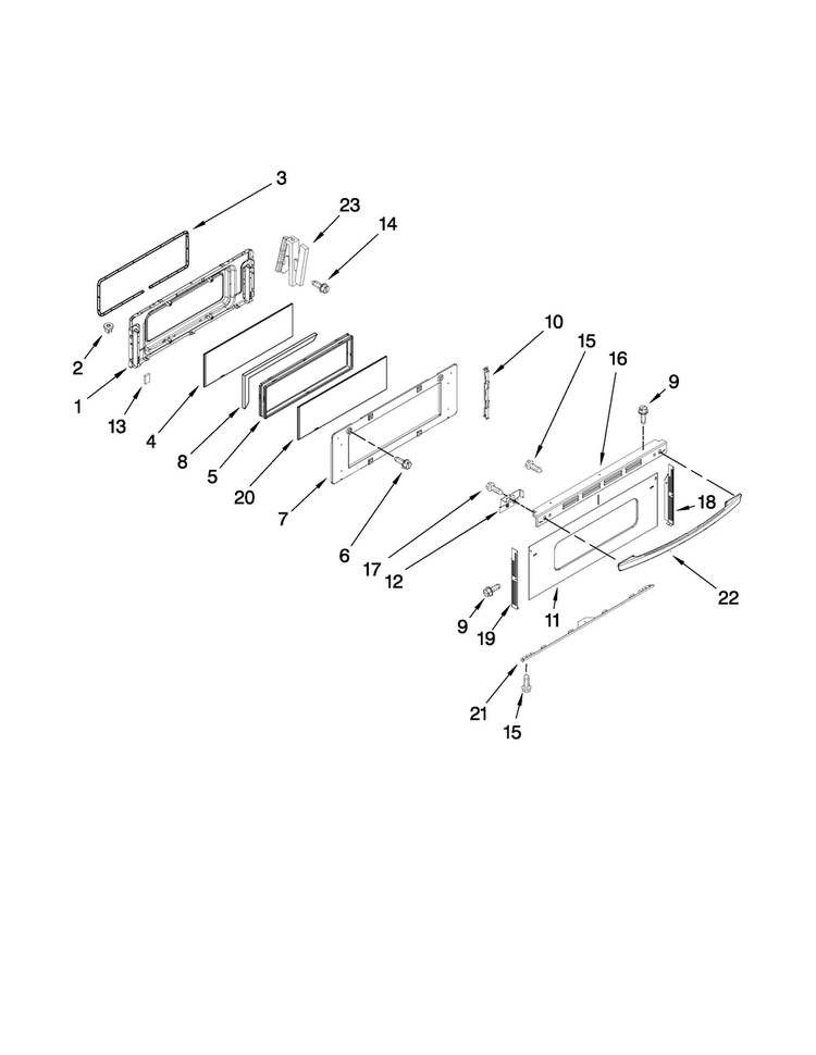 Upper Door Parts Diagram and Parts List for MER6875BCW17  Maytag Range