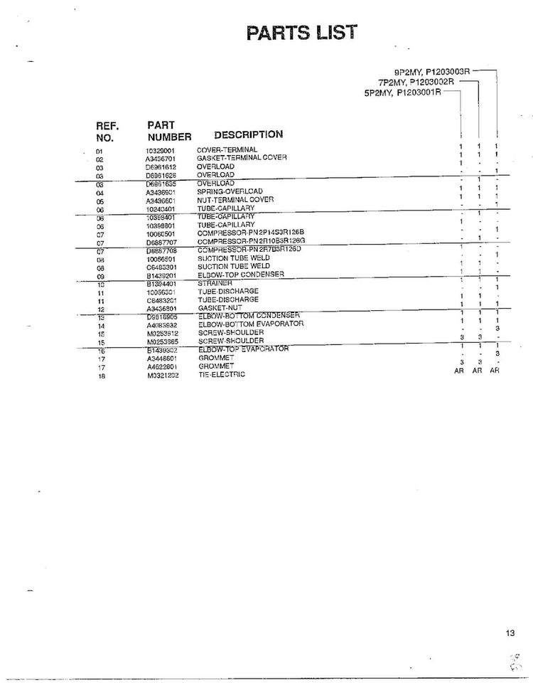 Compressor And Tubing Page 2 Diagram and Parts List for 5794  Amana Air Conditioner
