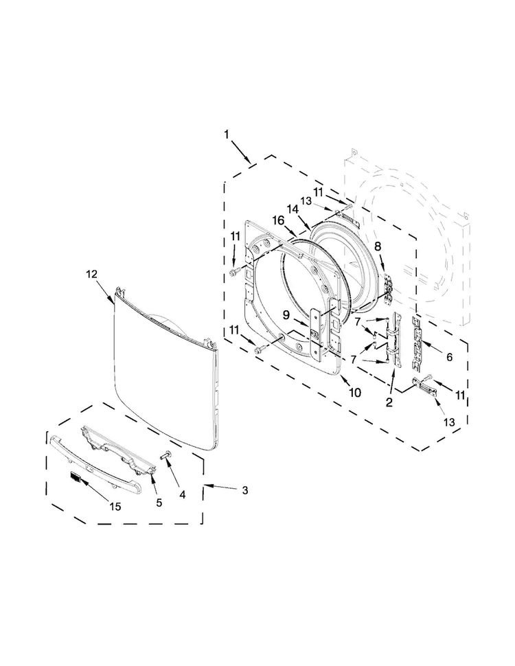Door Parts Diagram and Parts List for MGD4200BG1  Maytag Dryer