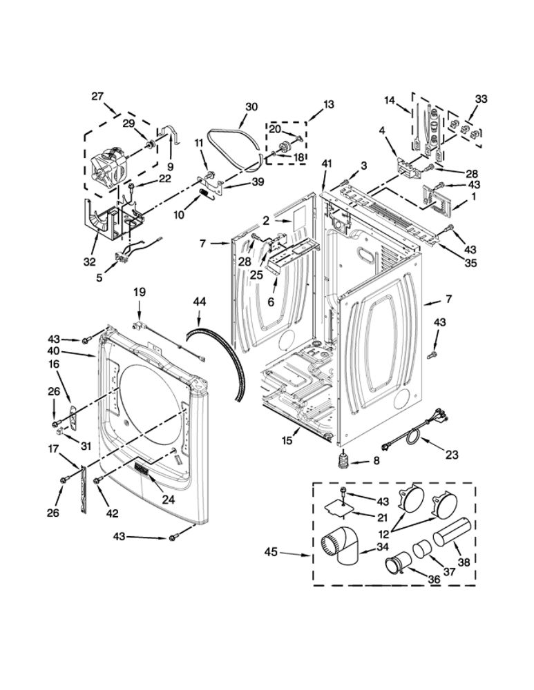 Cabinet Parts Diagram and Parts List for YMED7100DC0  Maytag Dryer