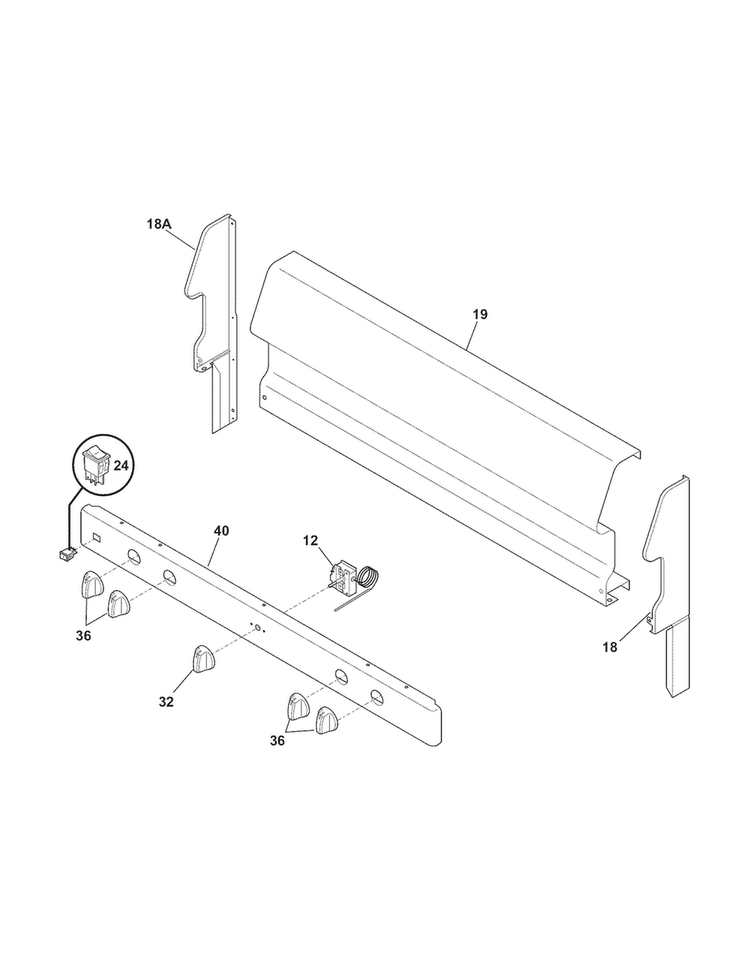 Backguard Diagram and Parts List for CRG3120PWA  Crosley Range