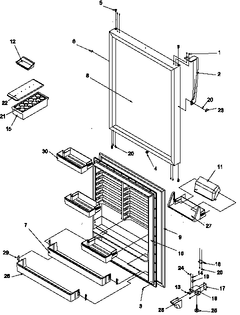Refrigerator Door Diagram and Parts List for TN22AL-P1300701WL  Amana Refrigerator