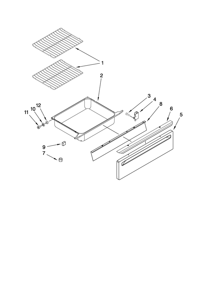 Drawer And Rack Parts Diagram and Parts List for MES5752BAS16  Maytag Range