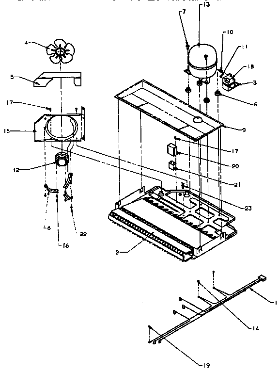 Compressor Compartment Diagram and Parts List for TXI21R-P1168006W  Amana Refrigerator
