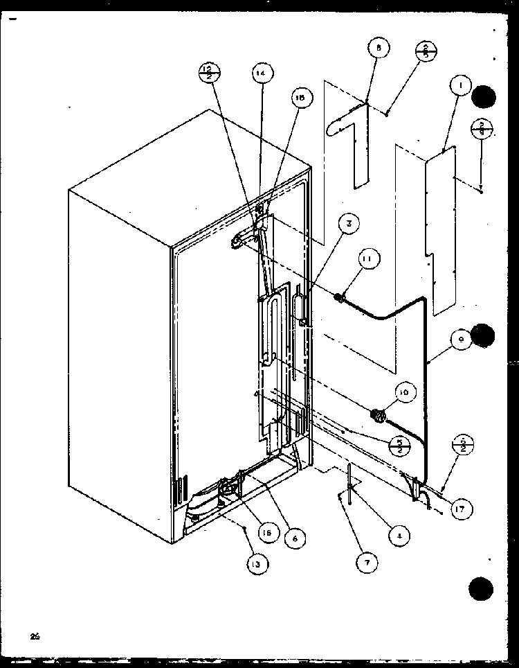 Cabinet Back Components Diagram and Parts List for SZ22ML-P1120608WL  Amana Refrigerator