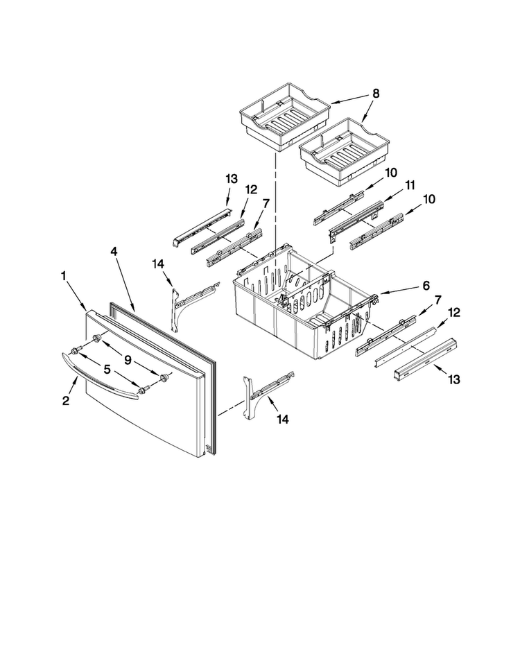 Freezer Door Parts Diagram and Parts List for MFI2269VEB4  Maytag Refrigerator