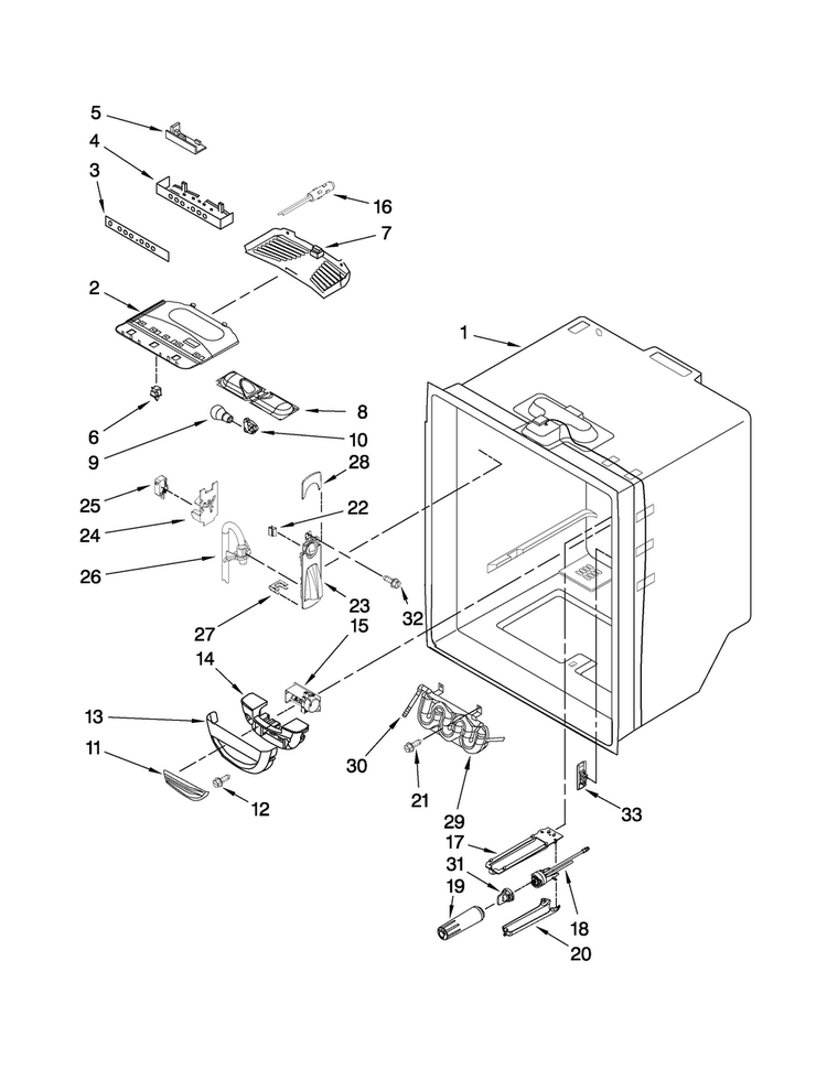 Refrigerator Liner Parts Diagram and Parts List for JBL2088HES4  Jenn-Air Refrigerator