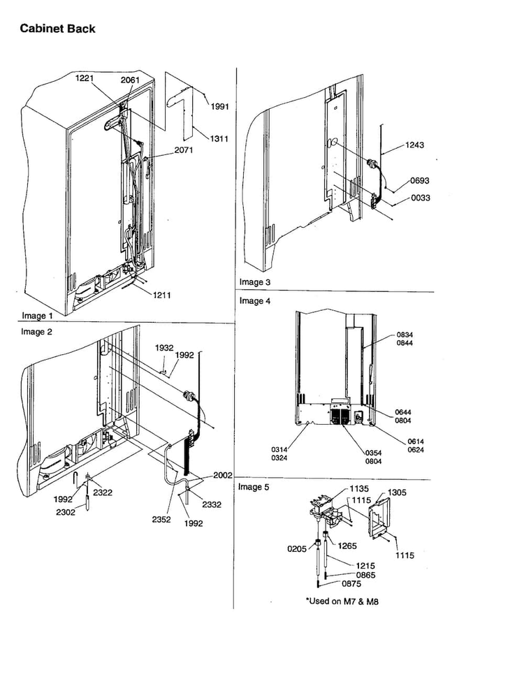 Cabinet Back Diagram and Parts List for SXD26VL-P1315202WL  Amana Refrigerator