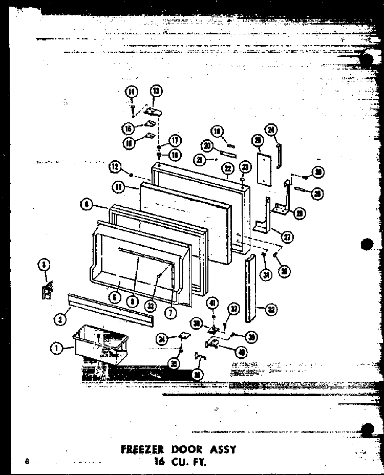 Freezer Door Assy 16 Cu. Ft. Diagram and Parts List for T16W-P60303-53W  Amana Refrigerator