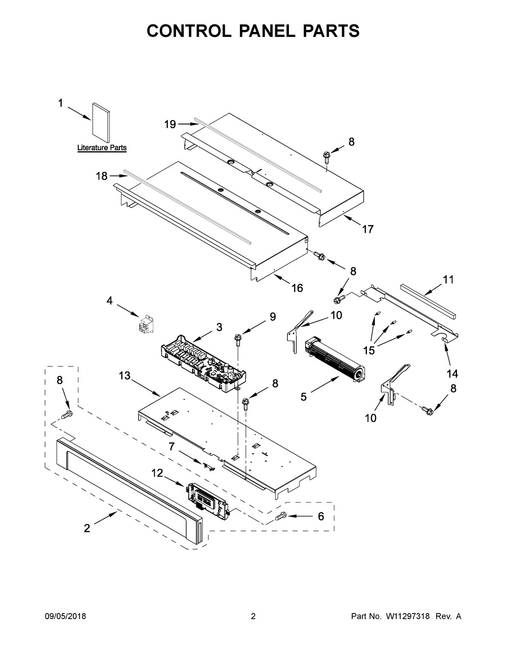 Control Panel Parts Diagram and Parts List for MEW9627FZ03  Maytag Wall Oven