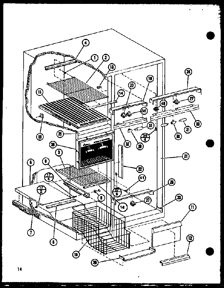 Freezer Shelves Diagram and Parts List for SRI19GL-P7745504WL  Amana Refrigerator