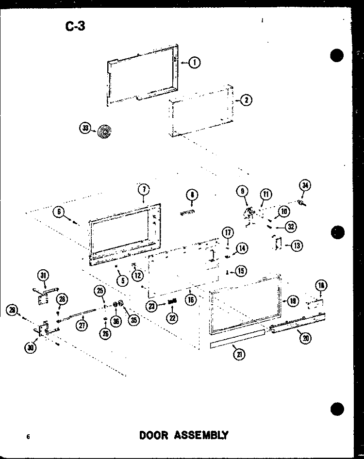 DOOR ASSY Diagram and Parts List for RC-20 P7210008M Amana Microwave