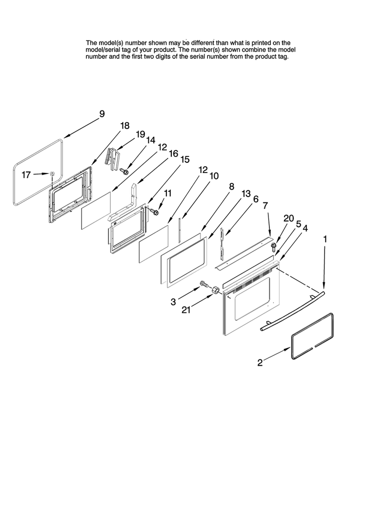 Lower Door Parts Diagram and Parts List for JER8895BAS11  Jenn-Air Range