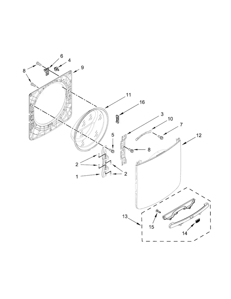 Door Parts Diagram and Parts List for MHW5500FC0  Maytag Washer