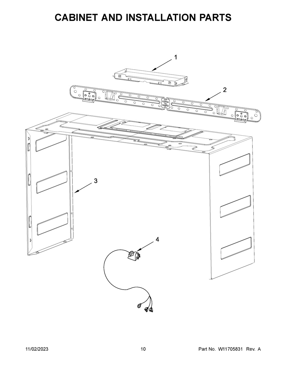 Cabinet And Installation Parts Diagram and Parts List for YMMMF6030PZ00  Maytag Microwave