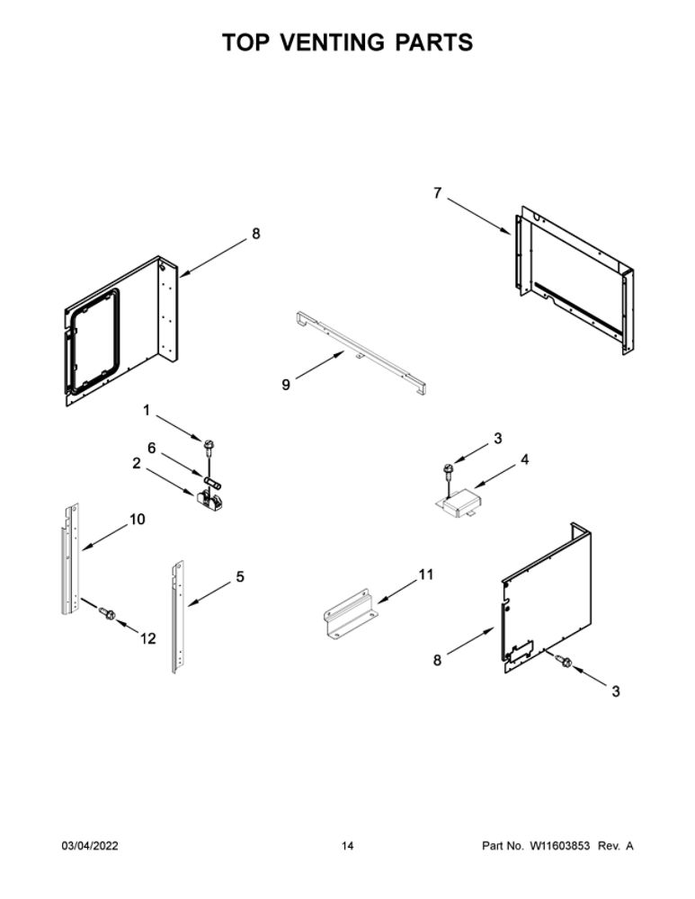 Top Venting Parts Diagram and Parts List for JMW2430LL00  Maytag Microwave Oven Combo