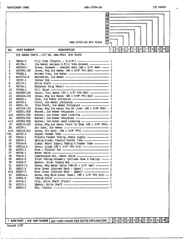 Ice Maker Kit Page 2 Diagram and Parts List for 19364A  Admiral Refrigerator