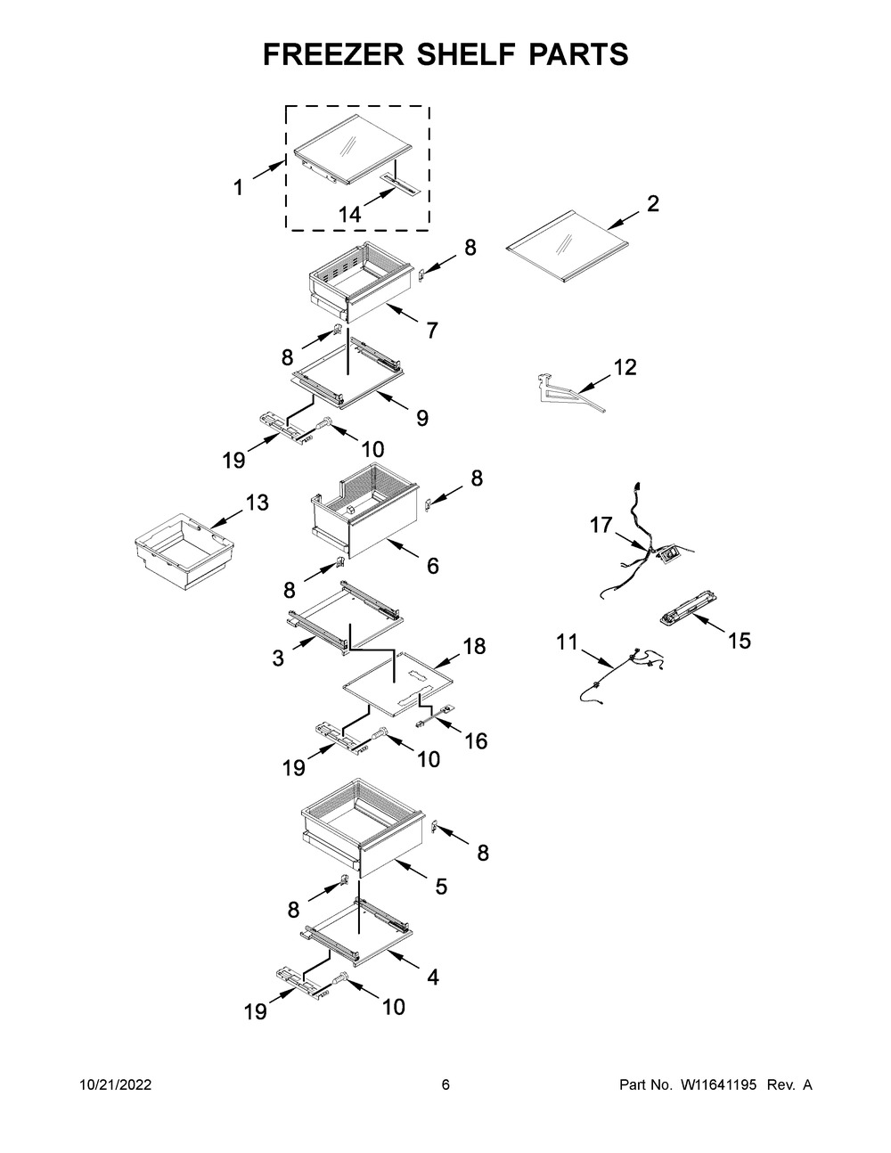 Freezer Shelf Parts Diagram and Parts List for JBZFL18IGX10  Jenn-Air Freezer
