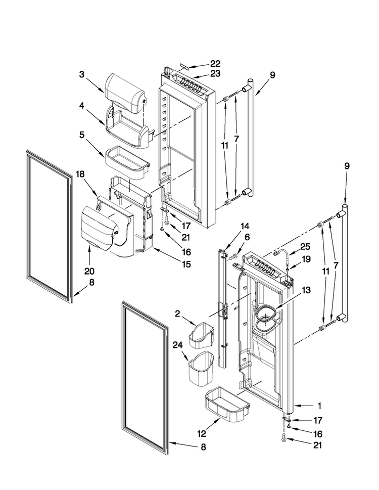 Refrigerator Door Parts Diagram and Parts List for JFI2089WES5  Jenn-Air Refrigerator