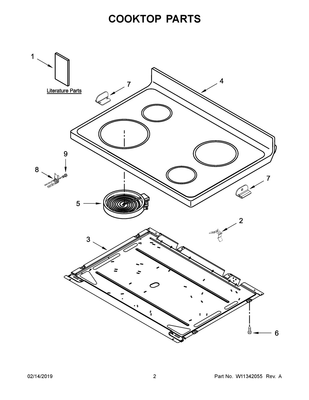 Cooktop Parts Diagram and Parts List for YAER6603SFS2  Maytag Range