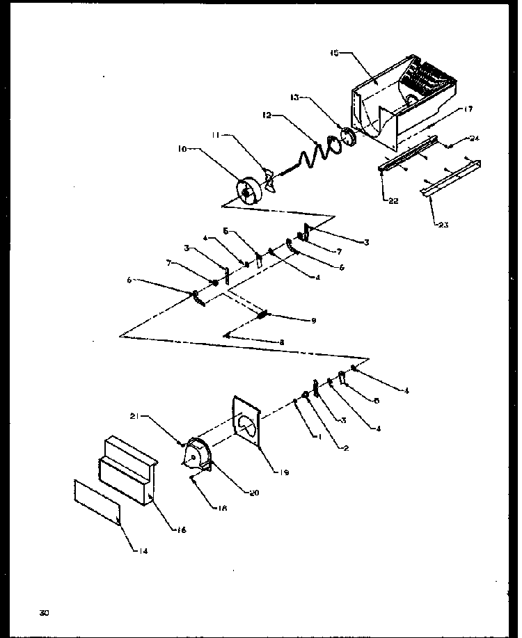 Crushed Ice Bucket Diagram and Parts List for SXDE27NPL-P1162204WL  Amana Refrigerator