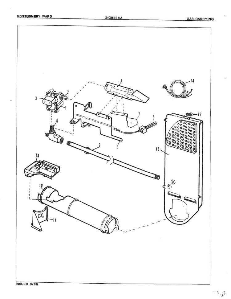 Automatic Dryer-gas Carrying Diagram and Parts List for 8368A REV A Norge Dryer