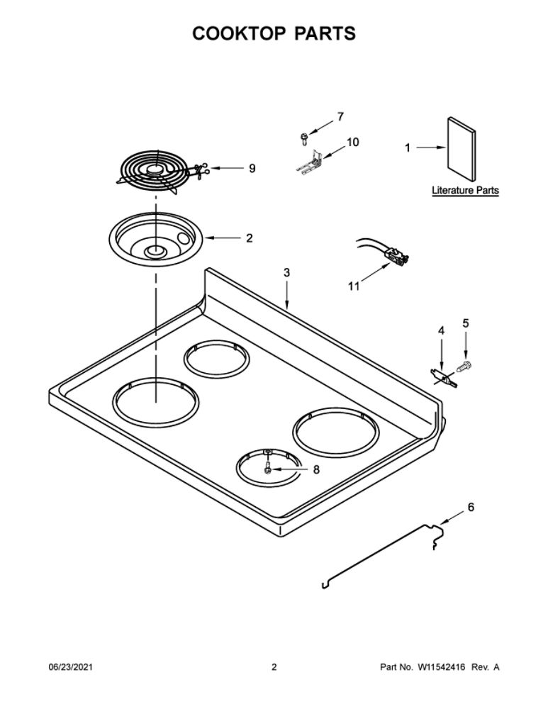 Cooktop Parts Diagram and Parts List for YACR4503SFW6  Amana Range