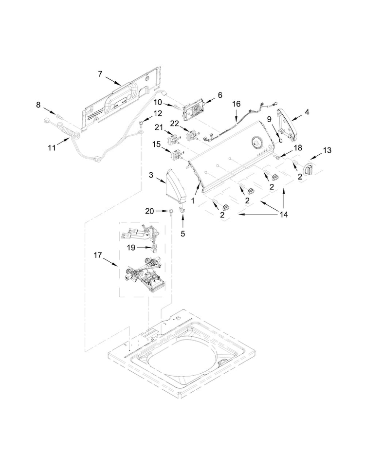 Controls And Water Inlet Parts Diagram and Parts List for CAW9352EW1  Crosley Washer