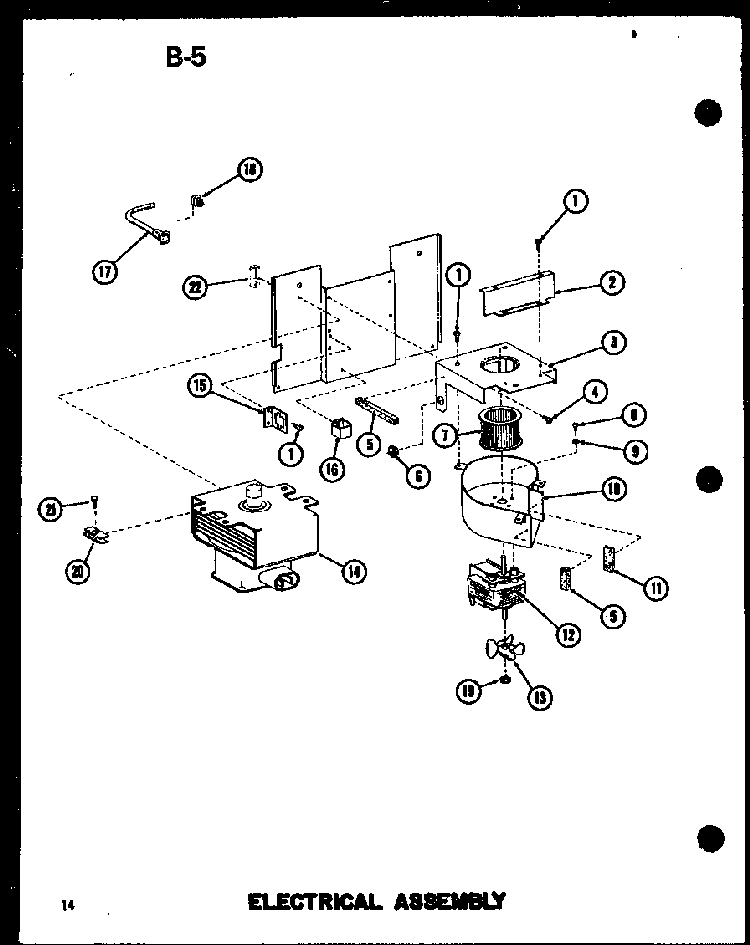 Electrical Assembly Diagram and Parts List for RC-14 P72100-9M Amana Microwave