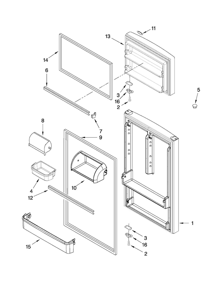 Door Parts Diagram and Parts List for M8RXDGFXB00  Maytag Refrigerator
