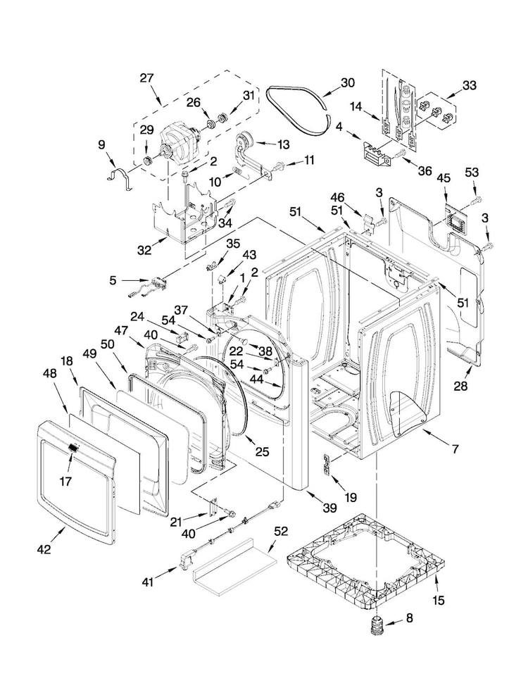 Cabinet Parts Diagram and Parts List for MEDB850YG1  Maytag Dryer
