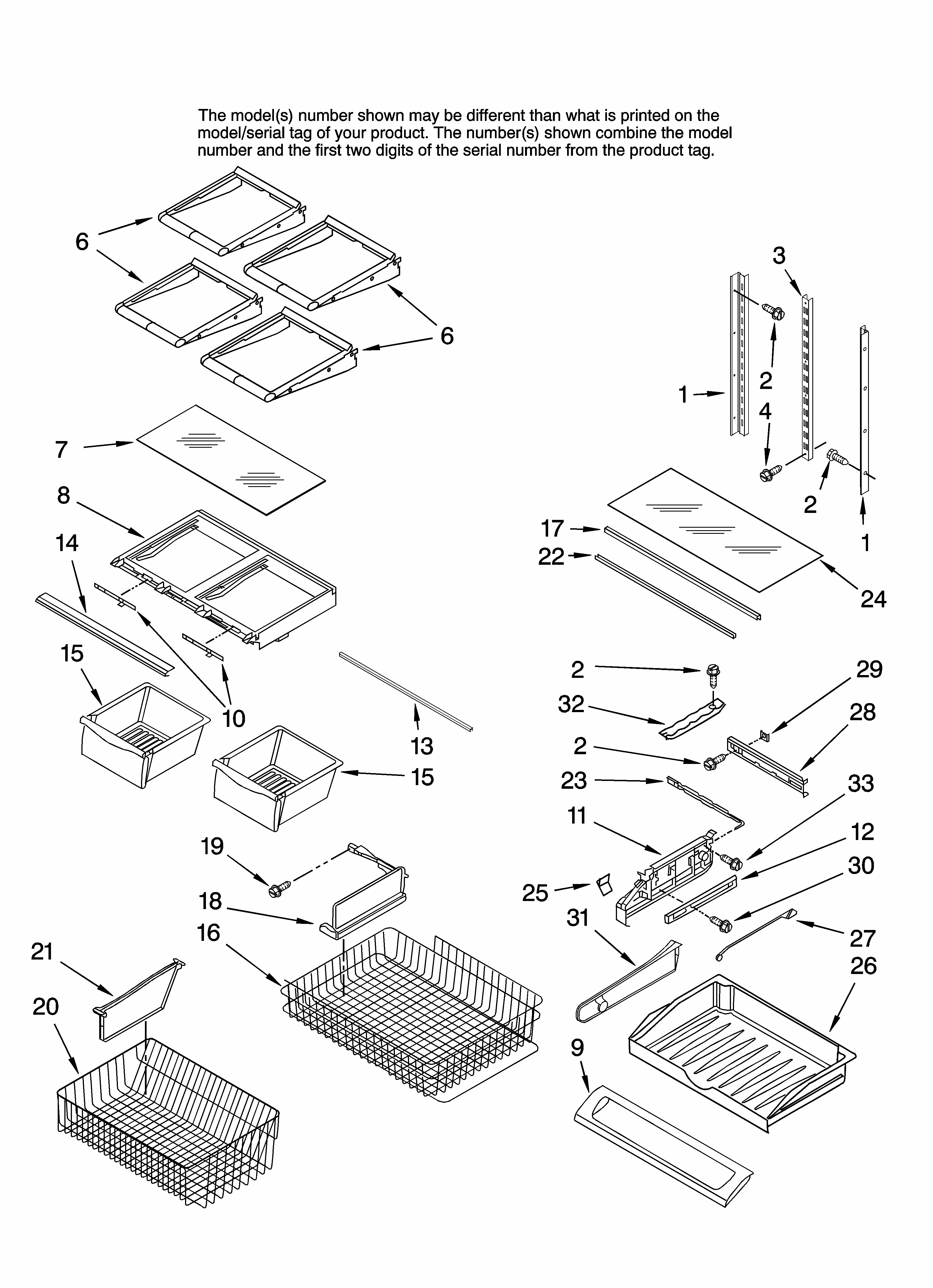 Shelf Parts, Optional Parts (not Included) Diagram and Parts List for GB2026PEKW12  Amana Refrigerator