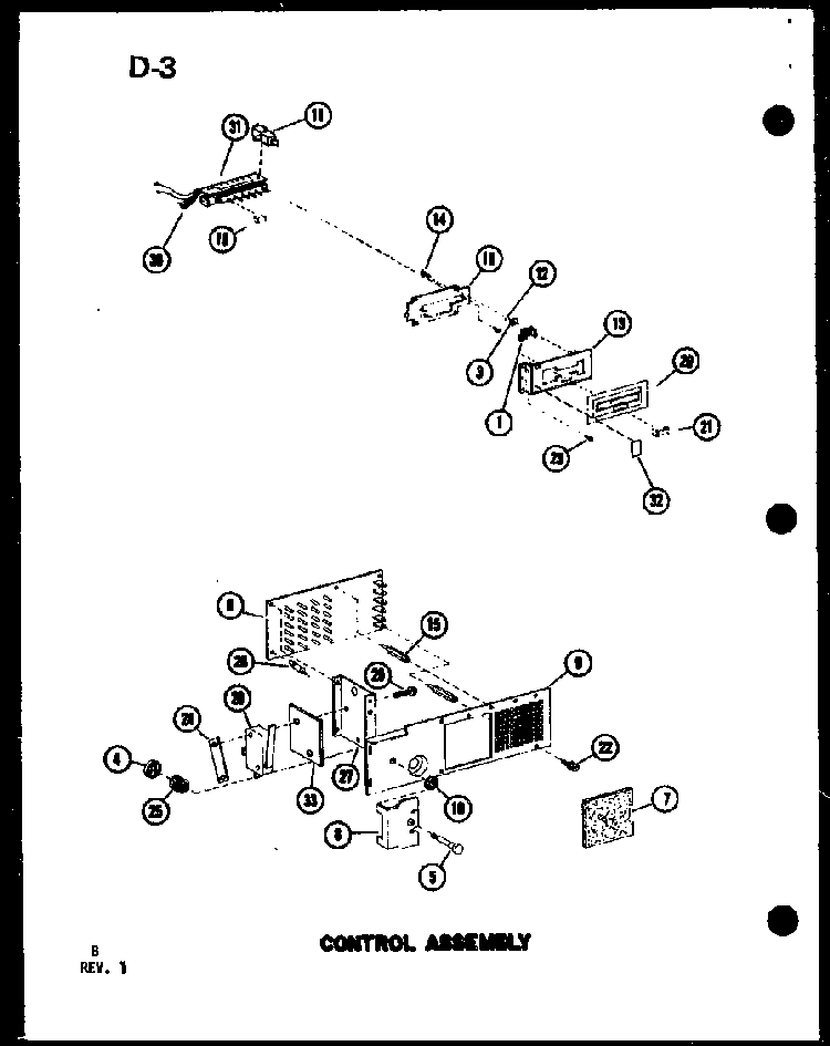 Control Assembly Diagram and Parts List for CRC-8-P75260-2M  Amana Microwave